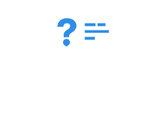 White icon of a person with question-mark speech bubble, showing contact info for general inquiries.
