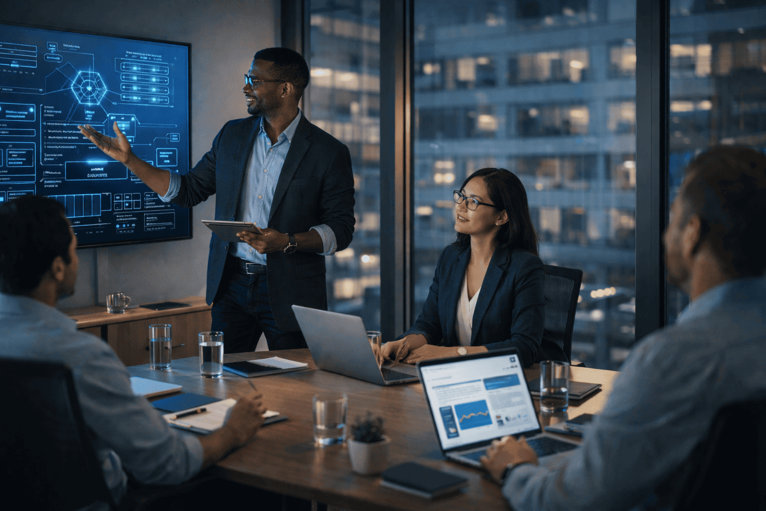 Executive briefing with technology display