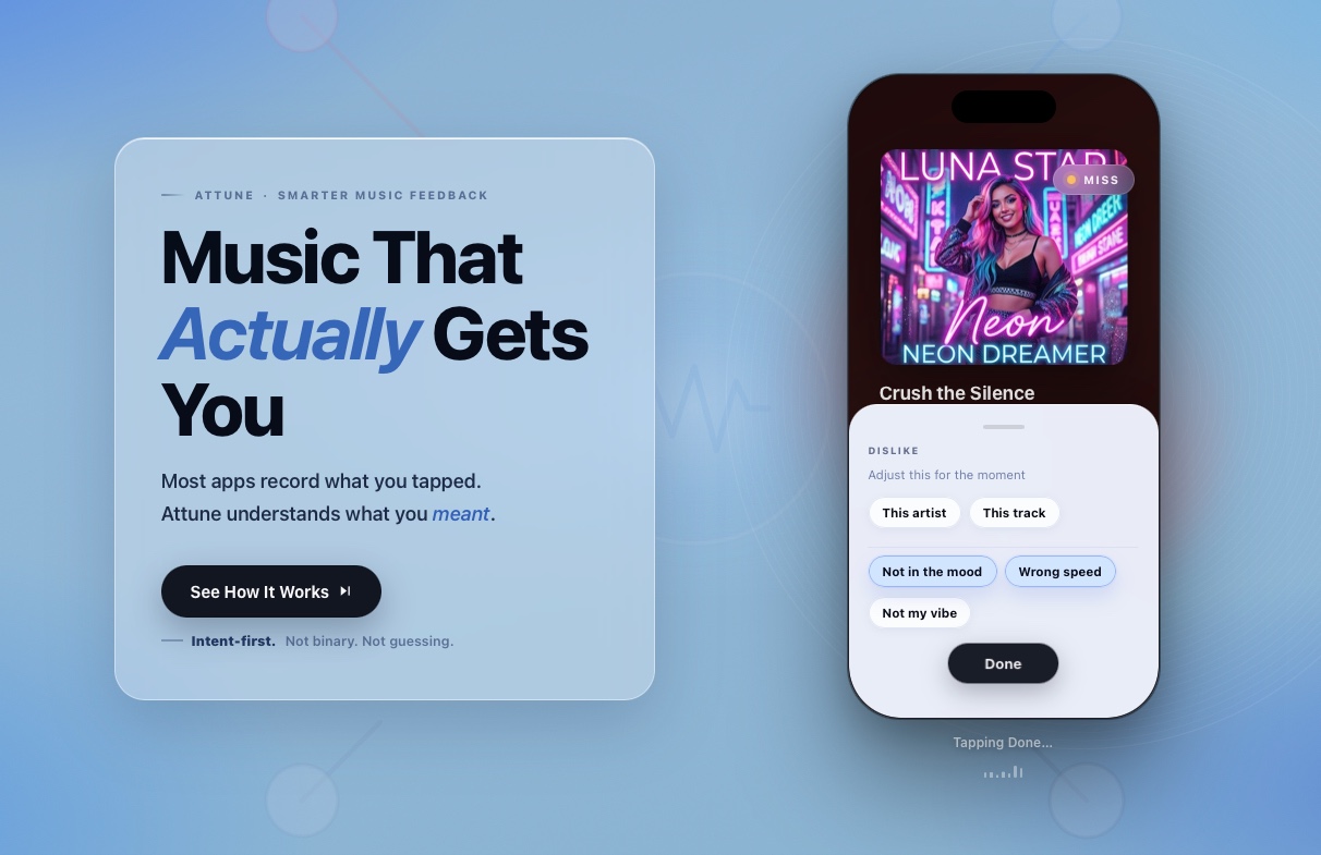 Attune music feedback concept interface